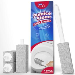 W&E Choice Toilet Pumice Stone 4 Pack, Pumice Stone for Bathtub Cleaning with Extra Long Handle, Toilet Brush for Cleaning Toilets, Bathtubs, Grills, Swimming Pools, Sinks
