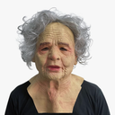 Old Man Mask Latex Elder Halloween Mask Old Person Cosplay Mask with Gray Wig