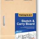 Falling in Art 19x25 Sketch Board, Drawing Tote Board for Artists with Sturdy Clip and Rubber Bands, Portable Art Clipboard for Classroom and Studio Drawing