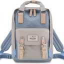 Himawari Backpack/Travel Backpack for Women 14.9" College Vintage Waterproof Bag  Work Backpack for 14inch Laptop(HIM-30#Beige & blue)