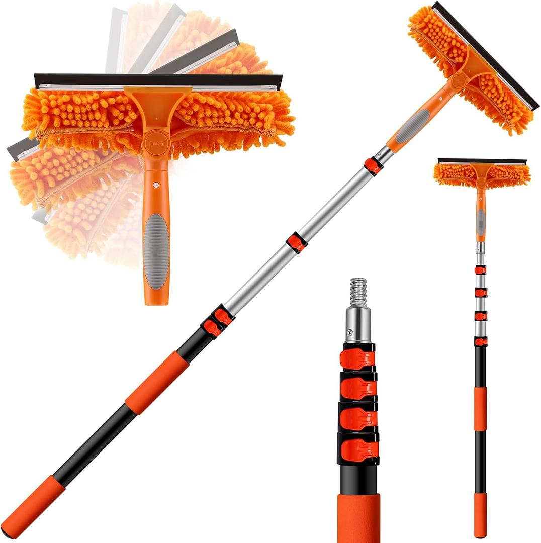 26ft High Reach Window Squeegee with 20ft Extra Long Extension Pole