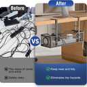 Under Desk Cable Management Tray, GZOKMOG Cord Management with Upgraded Clamp No Drill, Metal Cable Management Box for Home Office, Wire Management for Standing Desk, 2 Pack Black, 13.38 inch