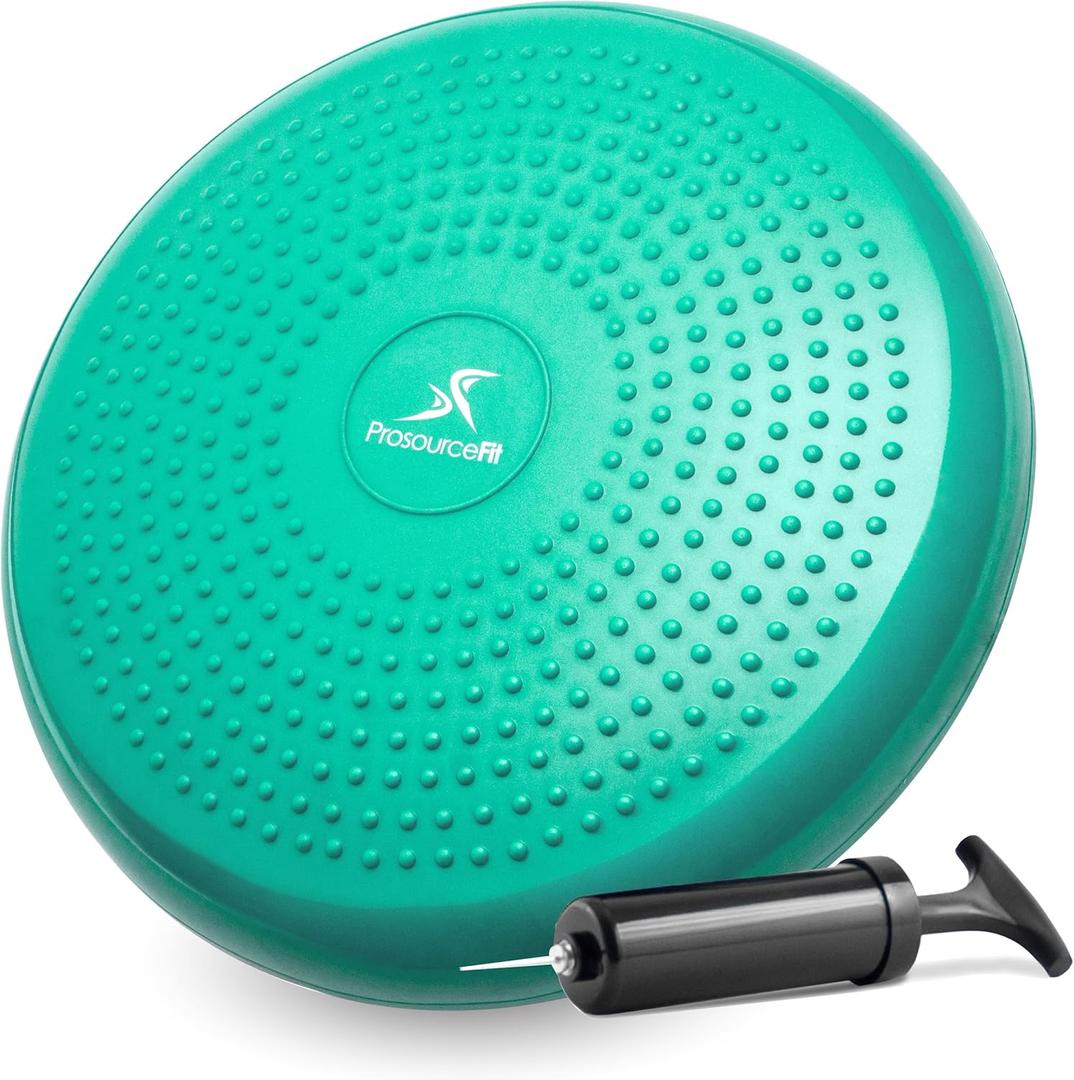 ProsourceFit Core Balance Disc Trainer, 14 Diameter with Pump for Improving Posture, Fitness, Stability (Green)