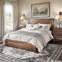 GENIMO 8x10 Area Rugs for Living Room, Machine Washable Non Slip Vintage Rugs, Low Pile Lightweight Chenille Print Rug for Bedroom, Dining Room, Home Office, Slate Gray