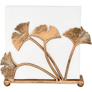 OwlGift Modern Ginkgo Leaves Design Napkin Holder for Tables, Metal Paper Napkin Storage for Kitchen, Stylish Paper Towel Dispenser, Mail Letter Sorter Rack, Document File Organizer  Bronze
