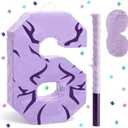 Sosation Number 6 Pinata with Kpop Theme Tattoo Design 15.7" H Purple Pinata with Stick Blindfold Confetti for Kpop Theme Party Birthday Anniversary Party Decorations Supplies