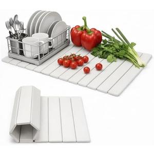 Large Stone Dish Drying Mat, 24" x 16" – Fast-Drying Diatomaceous Earth Kitchen Counter Mat – Quick Absorption – Non-Slip Modular Design