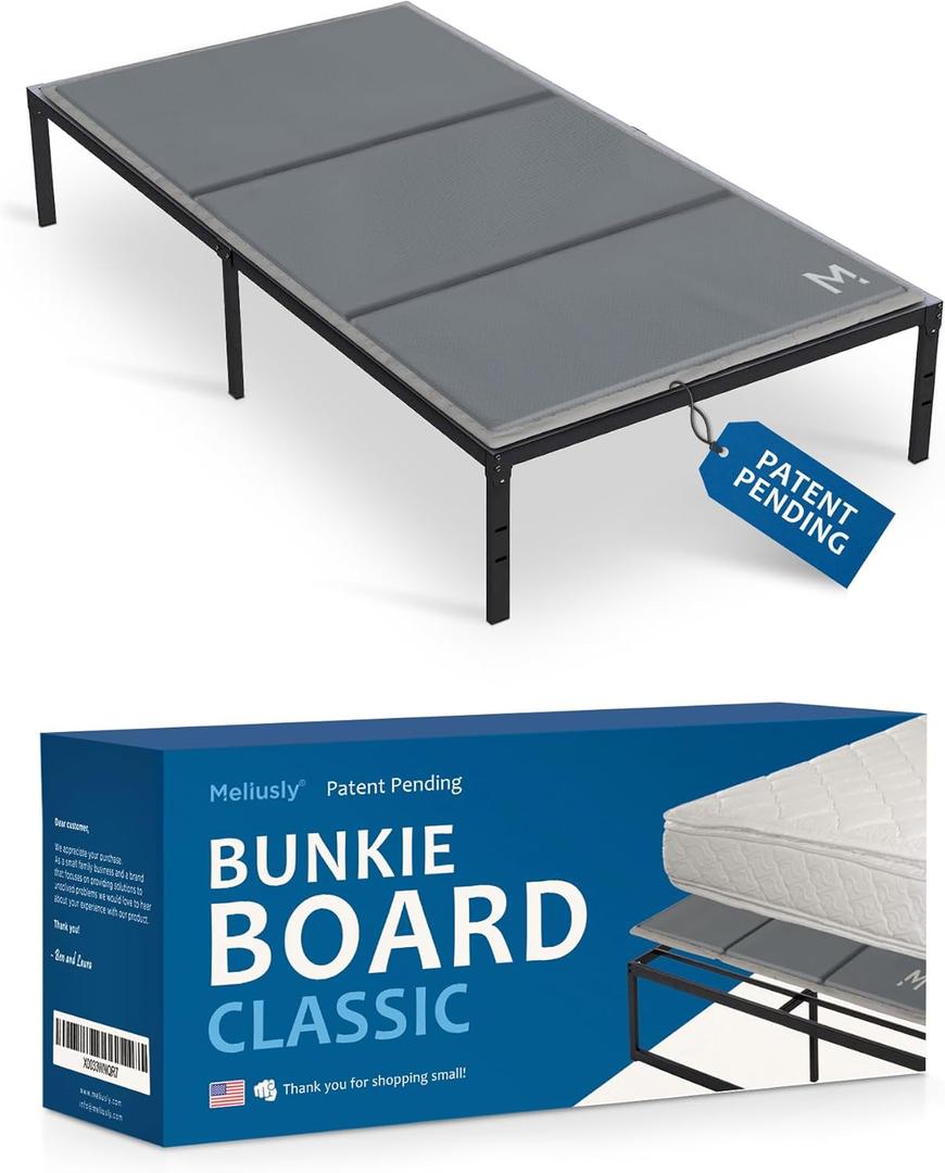 Meliusly Premium 10mm Bunkie Board Twin Size (38x75'') Patent Pending Low Profile Bed Board Design - Breathable, Noise Minimizing, Moisture Resistant Bunkieboards, Low Profile Bed Support