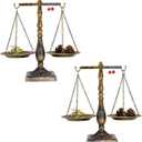 Set of 2 Vintage Metal Libra Jewelry Towers Display Cosmetic Organizer Storage, Scale Centerpiece Stand, Antique Jewelry Storage, Farmhouse Candleholder Display  Bronze, 7.7 W x 12.1 H (One Size)