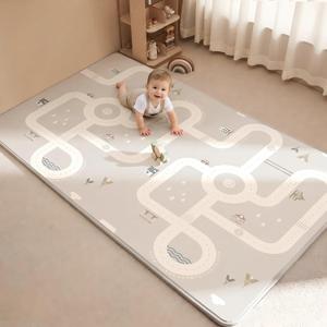 Baby Play Mat for Floor, Extra Large 79" x 55", 0.6” Thickened XPE Foam Cushion, Seamless No-Gap Design, Waterproof Non-Slip Tummy Time Crawling Surface, Reversible for Infants & Toddlers