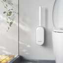 Toilet Bowl Brush and Holder, OSCIOSS Toilet Brush Set with Ergonomic Design, Compact Size, Durable Bristles, RV Toilet Brushes & Holders for Dead Corner Clean, White (1 Pack)