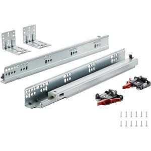 VEVOR 8 Pairs 15 Inch of 15 18 21 Inch Soft Close Bottom Mount Drawer Slides, Heavy Duty Ball Bearing Full Extension Steel Track, Noiseless Guide Glides Cabinet Kitchen Runners with Locking, 100 Lbs