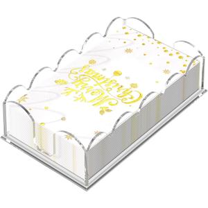 Acrylic Guest Towel Napkin Holder, Clear Hand Towel Holder for Bathroom, Paper Hand Towels Storage Tray, Disposable Paper Towel Holder for Kitchen, Parties, Weddings, Hotel, Restaurant, Wavy Edge, 1 Pack