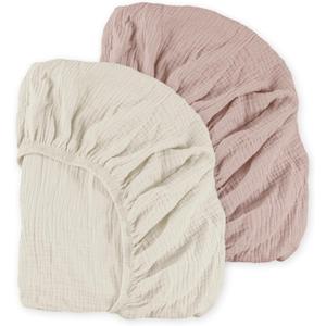 Muslin Mini Crib Sheets, 2 Pack for Baby Boy and Girl, Soft Breathable Stretchy Baby Pack N Play Mattress and Mini Cribs Sheet, Universal Fitted Portable/Mini Crib Mattresses (Gentle Colors) (Pack N Play Sheets 2 Pack)