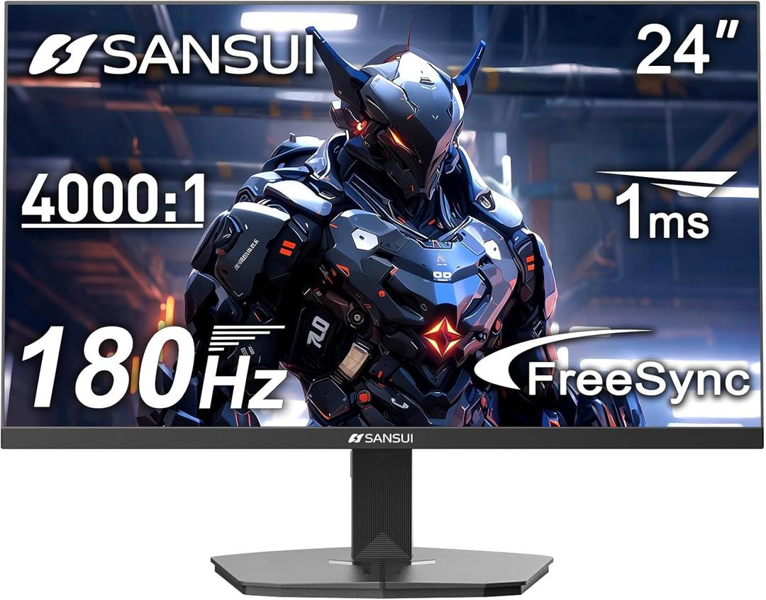 SANSUI 24 Inch Gaming Monitor 180Hz, DP 1.4 & HDMI 2.0 Ports High Refresh Rate Computer Monitor, Racing FPS RTS Modes, 1ms Response Time 110% sRGB (ES-G24F4, HDMI Cable Included)