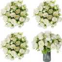 Sumind 16 Bundles Peonies Artificial Flowers Bulk Wedding Silk Faux Flowers with Stems Faux Peony Wedding Bouquets for Bride Florals Arrangements Decor for Table Centerpiece Vase Decoration(White)