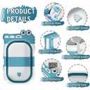 MoreFeel Collapsible Baby Bathtub for Newborn with Thermometer & 1 Hooded Towel & 1 Soft Floating Cushion,Portable Travel Bathtub with Drain Hole, Durable Foldable Baby Tubs for Infants to Toddler