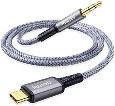 Ruaeoda Aux to USB C 6 ft, USB C to AUX 3.5mm Audio Jack Cable USB Type C to 3.5mm Headphone Stereo Cord Car Compatible with iPhone 15 Pro Max 15 Plus, Pad Pro, Sam,Sung Galaxy S24 S23 S22