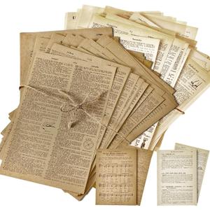Zonon 114 Pieces 2 Sets Junk Journal Pages Vintage Ephemera Pack Craft Paper Junk Journal Vintage Paper for Albums Planner Decorative Crafts Embellishment Supplies(Old Book and Vellum Series)