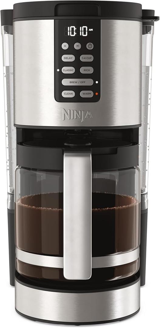 Ninja 14 Cup , Programmable Coffee Maker XL Pro with Permanent Filter, 2 Brew Styles Classic & Rich, 4 Programs Small Batch, Delay Brew, Freshness Timer & Keep Warm, Stainless Steel, DCM201