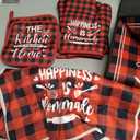 VitalCozy 10 Pcs Valentine's Day Buffalo Plaid Kitchen Decor Set Oven Mitts and Pot Holders Heart Kitchen Towels and Rugs for Chef Baking Cooking Grilling BBQ Gift