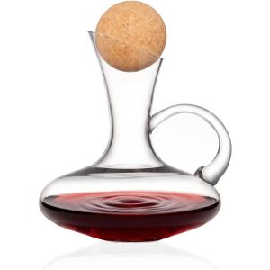 Permium Crystal Wine Decanter with Stopper & Ergonomic Handle, Hand Made-790ml, Ultra Clear Lead-Free Glass & Dishwasher Safe,Durable&Stable.Enhances Wine Aroma&Flavor for your tasting at home.