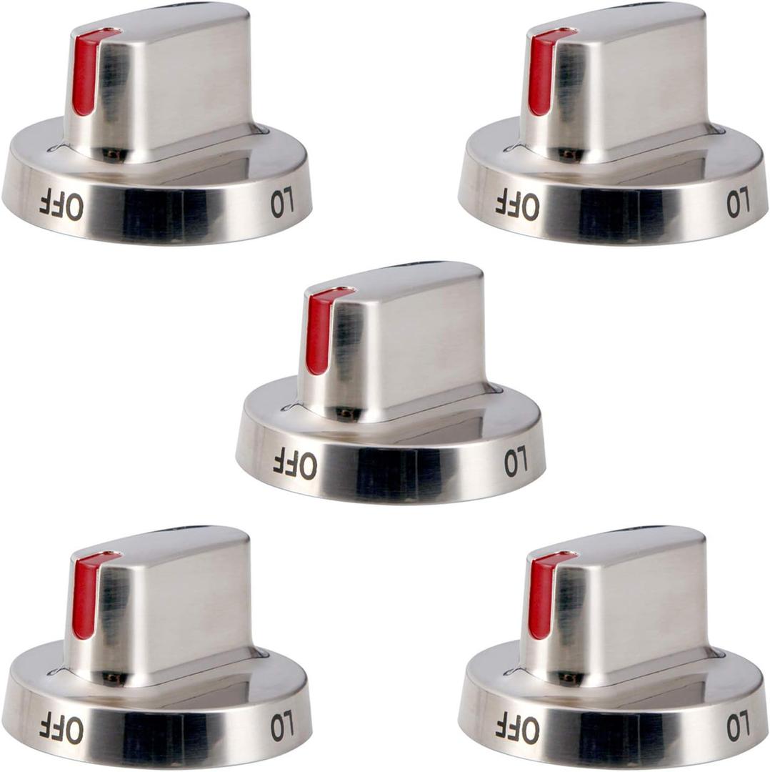 DG64-00472A Stove Knob Replacement Fit for Samsung, Stainless Steel Stove Knob Oven Knob Fit for Samsung, Replaces DG64-00473A DG64-00347A, Replacement Oven FX710BGS FX510BGS NX58F5500SS(5 Pack)