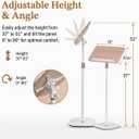 Lectern Podium Stand, Height Adjustable 37"-51" Portable Floor Standing Wooden Podium for Classroom Teacher, Church Pulpit, Wedding Speech, Reading, Laptop Desk, Book & Music Stand, Natural Wood