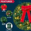 Joiedomi 19" Christmas Pre-Lit Wreath with LED Lights with Ribbon, 3 Pcs Wreaths for Front Door, Windows, Living Room, and Indoor Outdoor Christmas Decorations Window Door Wreath, Battery Operated