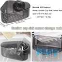 2PCS Sink Organizer Rack for Kitchen for Sponges, Scrubbers, Sink Corner Drain Box,with Adhesive Suction Cup Mount(Black)