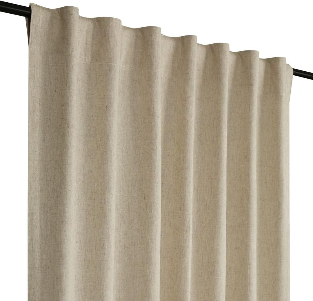 Farmhouse Linen Flax Curtain 50''x63'', Linen Curtains,2 Panels Curtain,Tab Top Curtains,Thanksgiving, Christmas,Room Darkening Drapes, Curtains for Bedroom, Natural Linen Curtain Set of 2 (50"W x 63"L (Pack of 2))