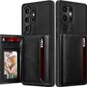 LOHASIC for Samsung Galaxy S25 Ultra Case Wallet  Leather Trifold Card Holder Cover with Kickstand, RFID Blocking, 7 Card Slots and 1 Cash Pocket, Designer for Men Women, Black