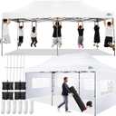 COBIZI 10x20 Pop-up Canopy Tent 10x20 Canopy with 6 Sidewalls Waterproof Heavy-Duty Commercial Canopy Tent for Parties Outdoor Garden Gazebo, Carry Bag with Wheel(10x20ft, White)