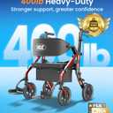 VOCIC Walkers for Seniors Z59, 2 in 1 Walker Wheelchair Combo, 400 LBS Weight Capacity, 10" All Terrain Rollator with Extra Wide Seat & Backrest, Heavy Duty Rollator with Cup Holder