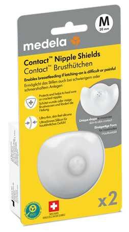 Medela Contact Nipple Shields, Medium 20mm, Food Grade Silicone | for Latching Difficulties During Breastfeeding, Flat or Inverted Nipples