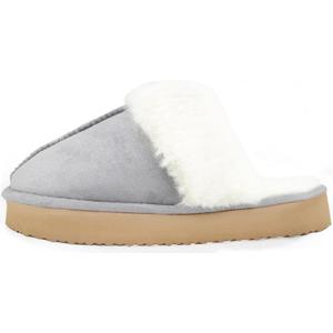 Platform Slippers for Women Memory Foam,Fluffy Comfy Soft Warm Slippers for Women,Slip On Plush Bedroom Shoes Women Indoor and Outdoor with Thick Sole Chestnut,black,gren,gray (6.5-7 Women/5.5-6 Men, Grey)
