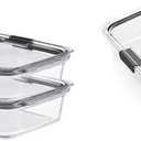 Rubbermaid 2118315 Brilliance Glass Storage 8-Cup Food Containers with Lids, 2-Pack (4 Pieces Total), Large, Clear & Brilliance Food Storage Container, Large, 9.6 Cup, Clear 1991158
