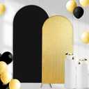 2PCS Black & Gold Arch Backdrop Covers for Arch Stand (7.2ft + 6ft)  Spandex Fitted Stand Covers for Weddings Baby Showers Birthday Party Supplies Decor & Photo Booths(Only Cover)