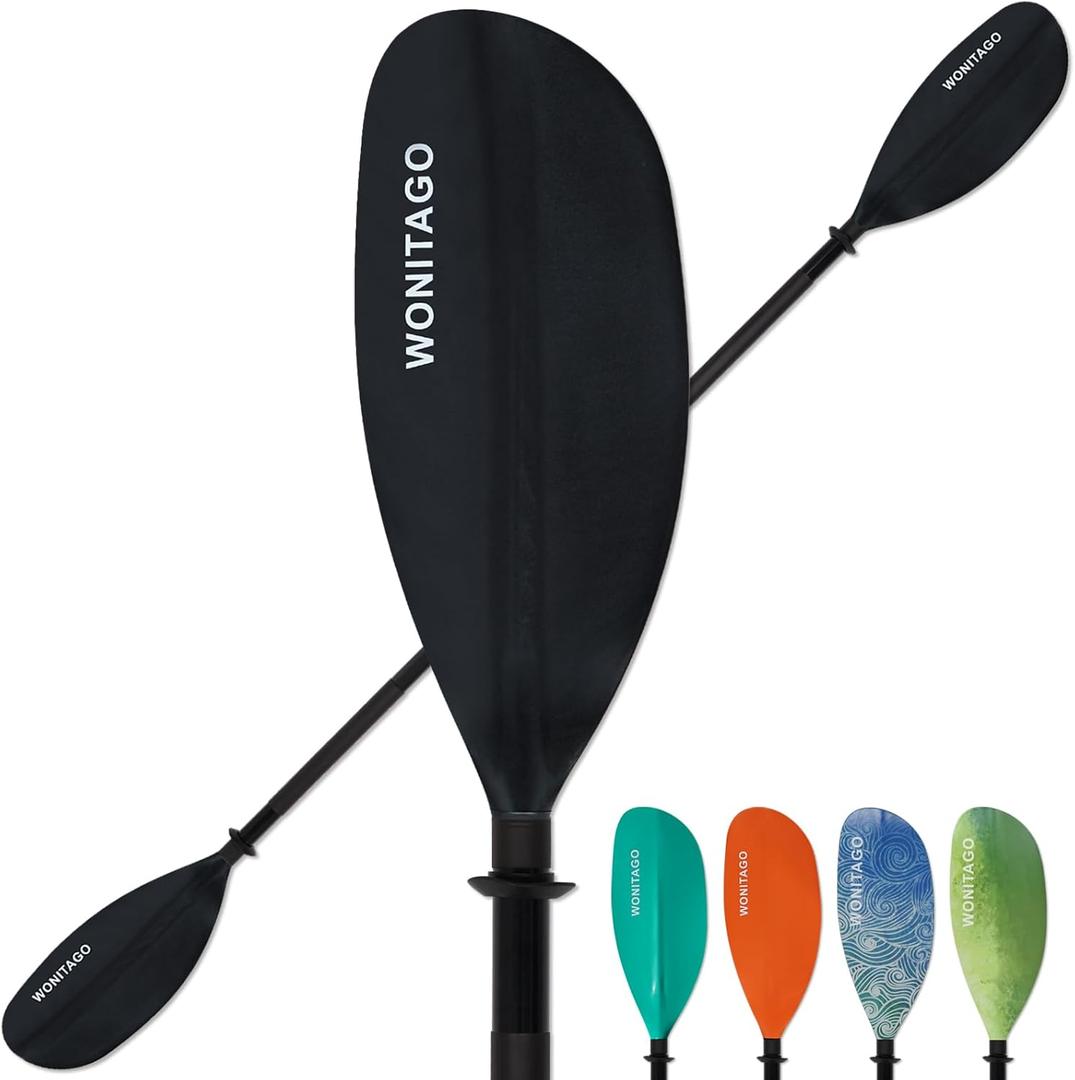 Kayak Paddles with Alloy Shaft and PP Blade, Floating Kayaking Oars, Adjustable 230-250 cm/90-98 Inches, 210-230 cm/82-90 Inches (Black)