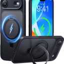 CASEKOO Ultra-Magnetic Stand for iPhone Air Case [Military Drop Protection] [Compatible with MagSafe] Shockproof Translucent Matte Slim Ring Holder Case for iPhone 17 Air Phone Cover 6.5", Black