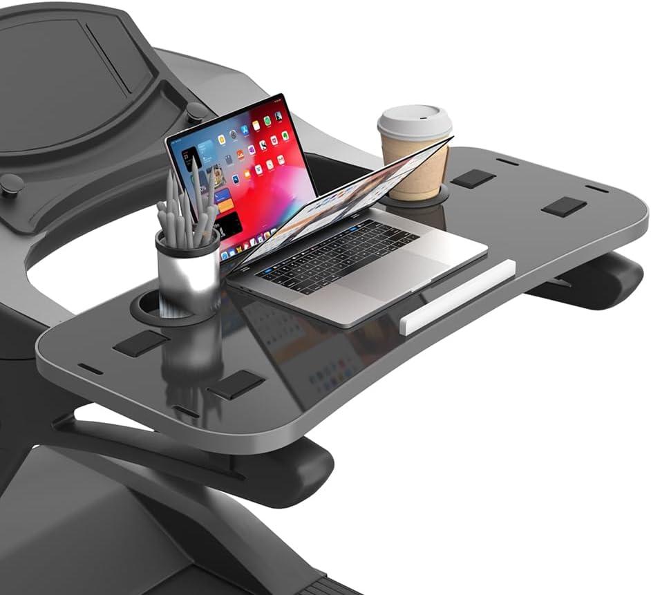 Treadmill Desk Attachment with Large Laptop Platform, Universal Ergonomic Workstation for Laptops/Tablets, Fits Treadmill Handlebars Up to 36 Inches, Black