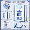 Aliceset 12 Pcs Class of 2026 Clear Graduation Gift Bags with Die Cut Handles 2026 Grad Plastic Gifts Wrapping Bag with Ribbon for College High School Party Decorations, 7x10x3.15 Inch(Royal Blue)