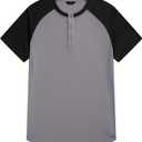 JMIERR Men's Muscle Slim Henley Shirts Crewneck Longline T-Shirt Gym Workout Athletic Shirt Tees with Button (XL)