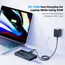 2 Laptops 3 Monitors KVM Switch 2 Port MST Dual USB-C Docking KVM Switches Triple Monitor Support Max 10Gbps USB Transfer Dual 4K@60Hz & One 1080P@60Hz Video Output, 100W PD Charging