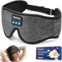 Sleep Mask with Bluetooth 5.4 Headphones, 3D Contoured Sleep Eye Mask with Ultra-Thin HD Stereo Speakers for Side Sleepers, Long-Lasting Battery Life & Blackout for Men Women Deeper Sleep (Flax Gray)