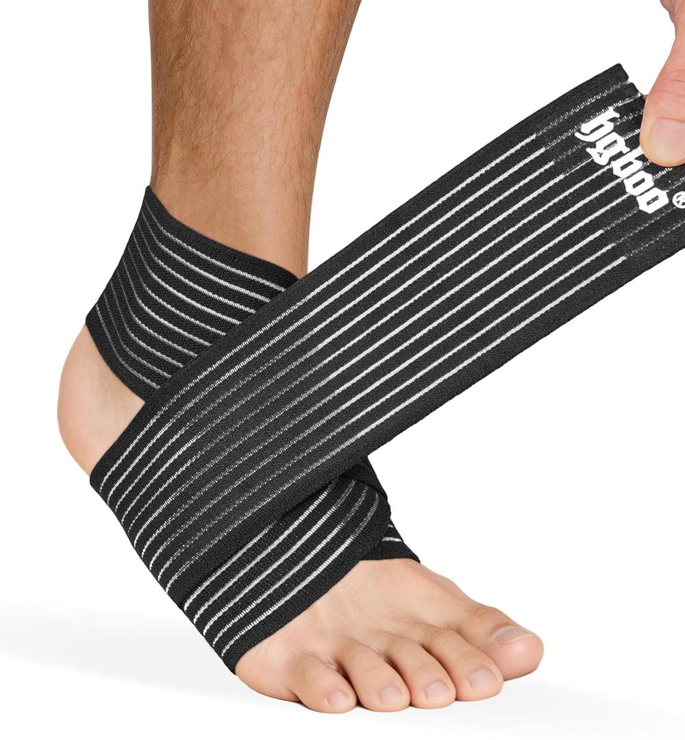 Ankle Brace 2 Pack, Adjustable Compression Support Wrap for Men & Women – Ideal for Sprains, Plantar Fasciitis, Tendonitis, Arthritis – Breathable, Fits in Shoes for Running Sports Gym (Black), One Size
