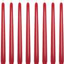 Set of 8 10 Inch Red Taper Candles, Dripless Unscented Decorative Burgundy Colored Skinny 0.76 Inch Base Candlesticks for Home Party Dinner Table Decoration