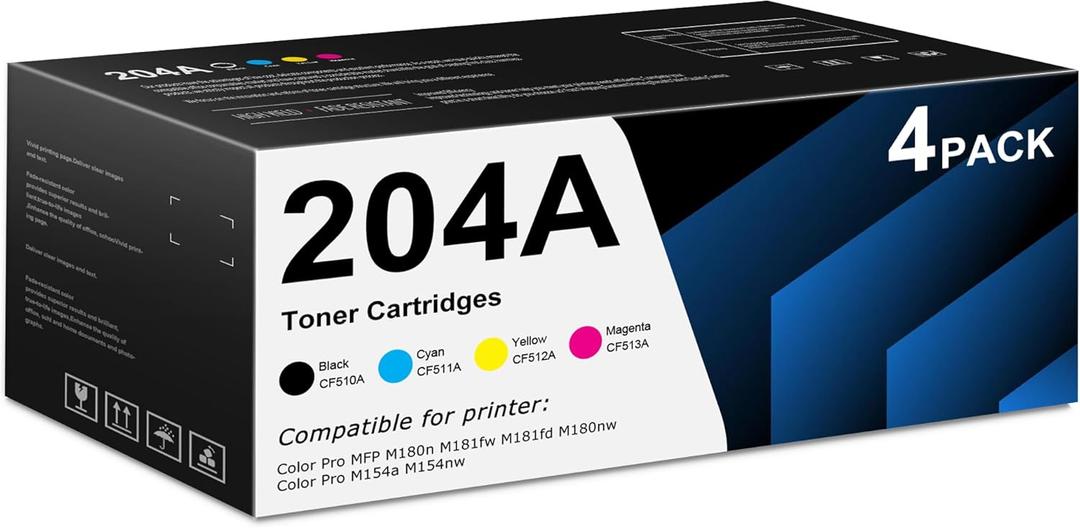204A Toner Cartridge M180nw Ink Replacement for HP 204A Work with Color Pro MFP M180nw M181fd M181fw M180n M154nw M154a Printer Ink 204