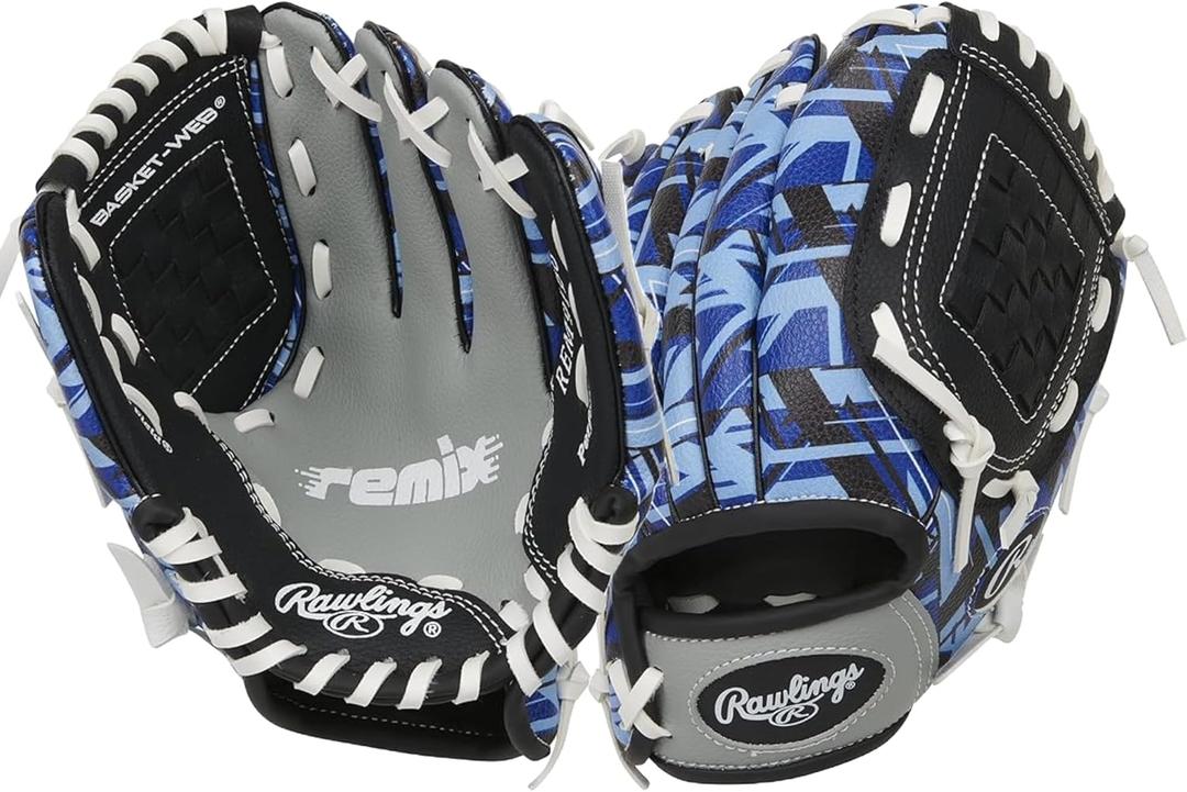 Rawlings | Remix T-Ball & Youth Baseball/Softball Glove | Sizes 9" - 10.5" (9" | Ages 3-6, Blue)
