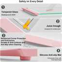 Tempered Glass Cutting Board Set for Kitchen Counter - Dishwasher Safe with Juice Grooves, Non-Slip Silicone Edges & Beveled Grip - 16"x12" & 12"x8" Serving Tray (Pink)